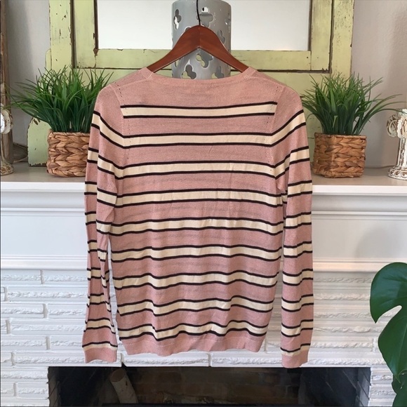 Scotch & Soda NEW Striped Tan Black Lurex Sparkle Lightweight Crewneck Sweater M - Picture 9 of 9